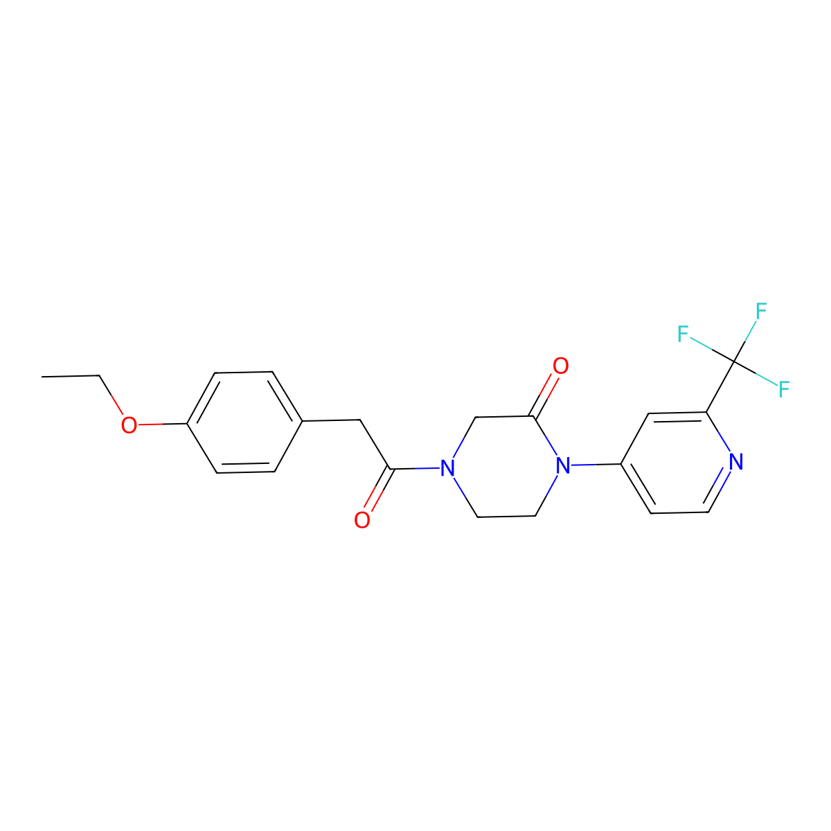 4-[2-(4-Ethoxyphenyl)acetyl]-1-[2-(trifluoromethyl)pyridin-4-yl]piperazin-2-one molecular structure, CAS 2380174-15-0