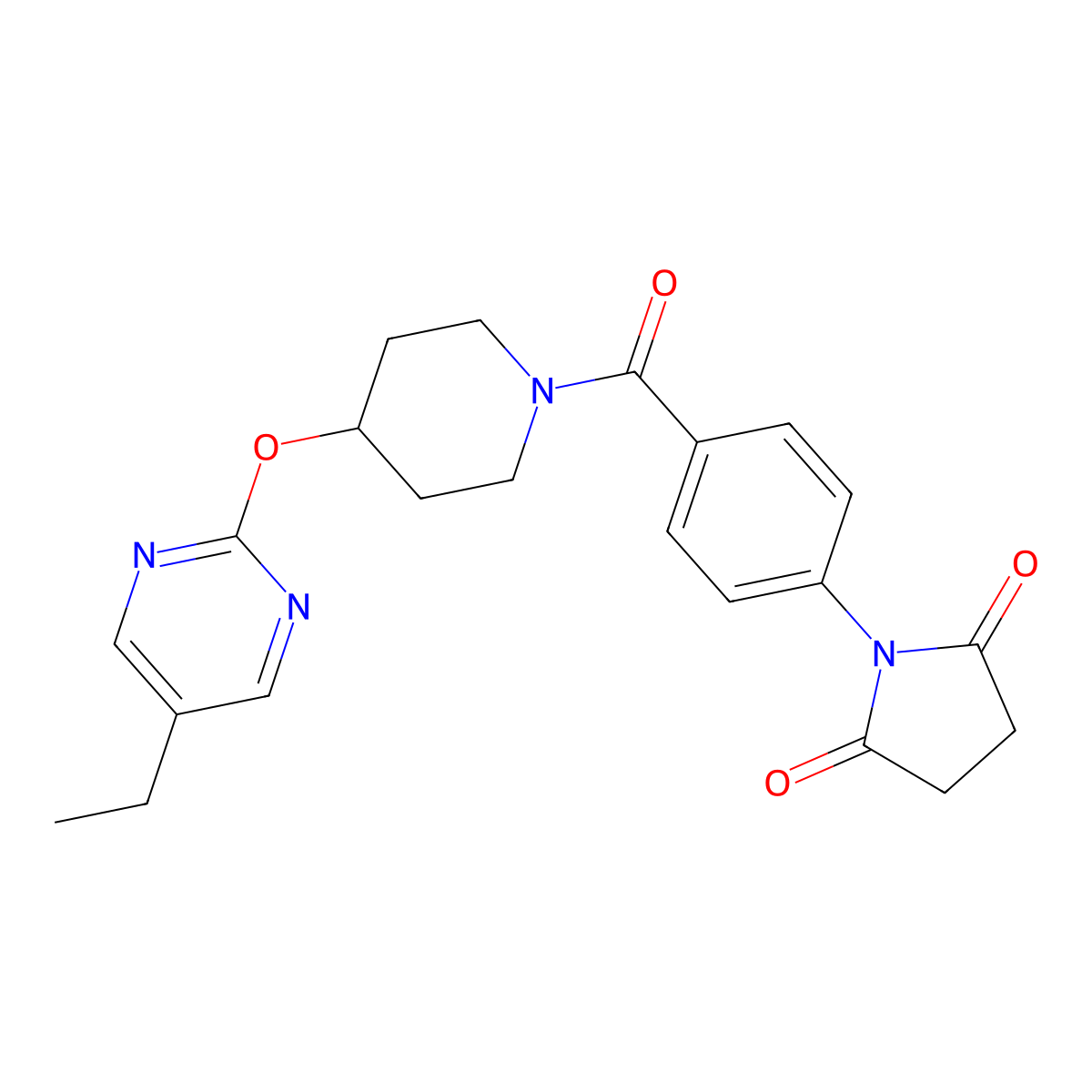 1-(4-{4-[(5-Ethylpyrimidin-2-yl)oxy]piperidine-1-carbonyl}phenyl)pyrrolidine-2,5-dione molecular structure, CAS 2380174-22-9