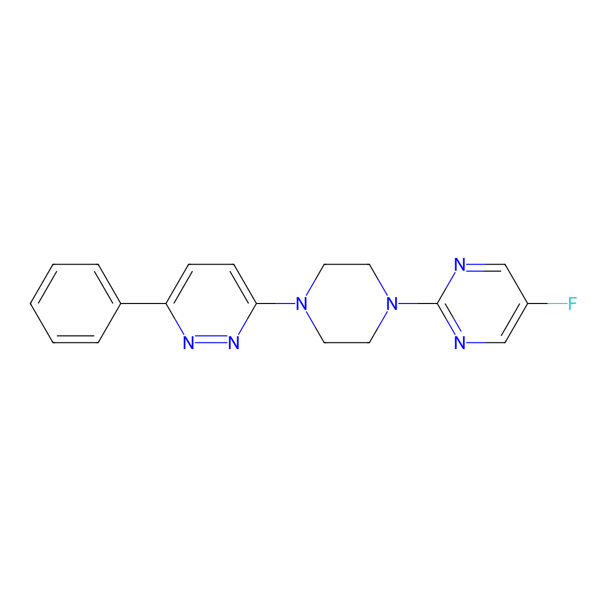 3-[4-(5-Fluoropyrimidin-2-yl)piperazin-1-yl]-6-phenylpyridazine molecular structure, CAS 2380174-29-6
