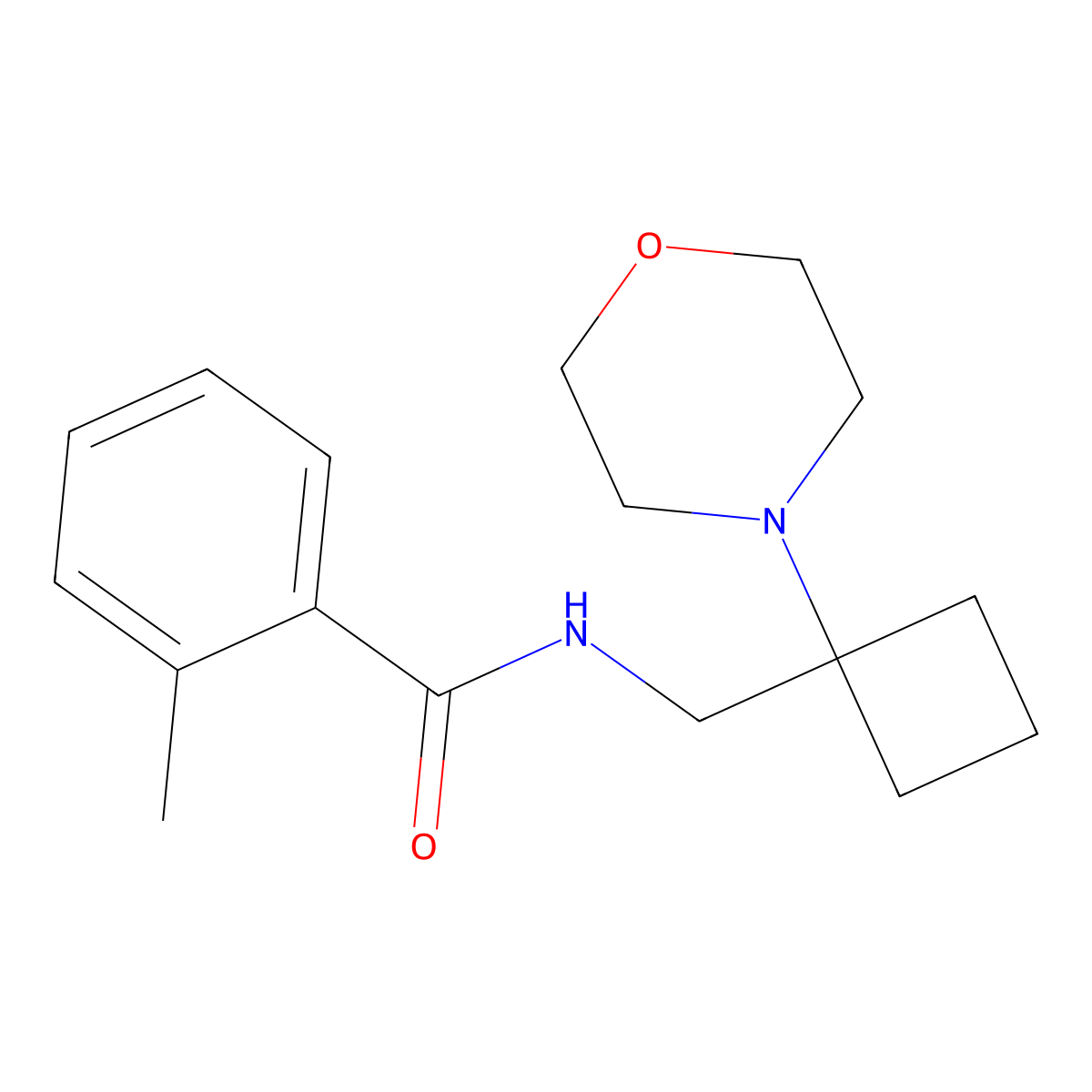2-methyl-N-{[1-(morpholin-4-yl)cyclobutyl]methyl}benzamide molecular structure, CAS 2380174-31-0