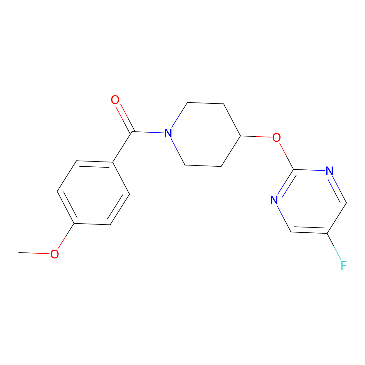 5-Fluoro-2-{[1-(4-methoxybenzoyl)piperidin-4-yl]oxy}pyrimidine molecular structure, CAS 2380174-34-3