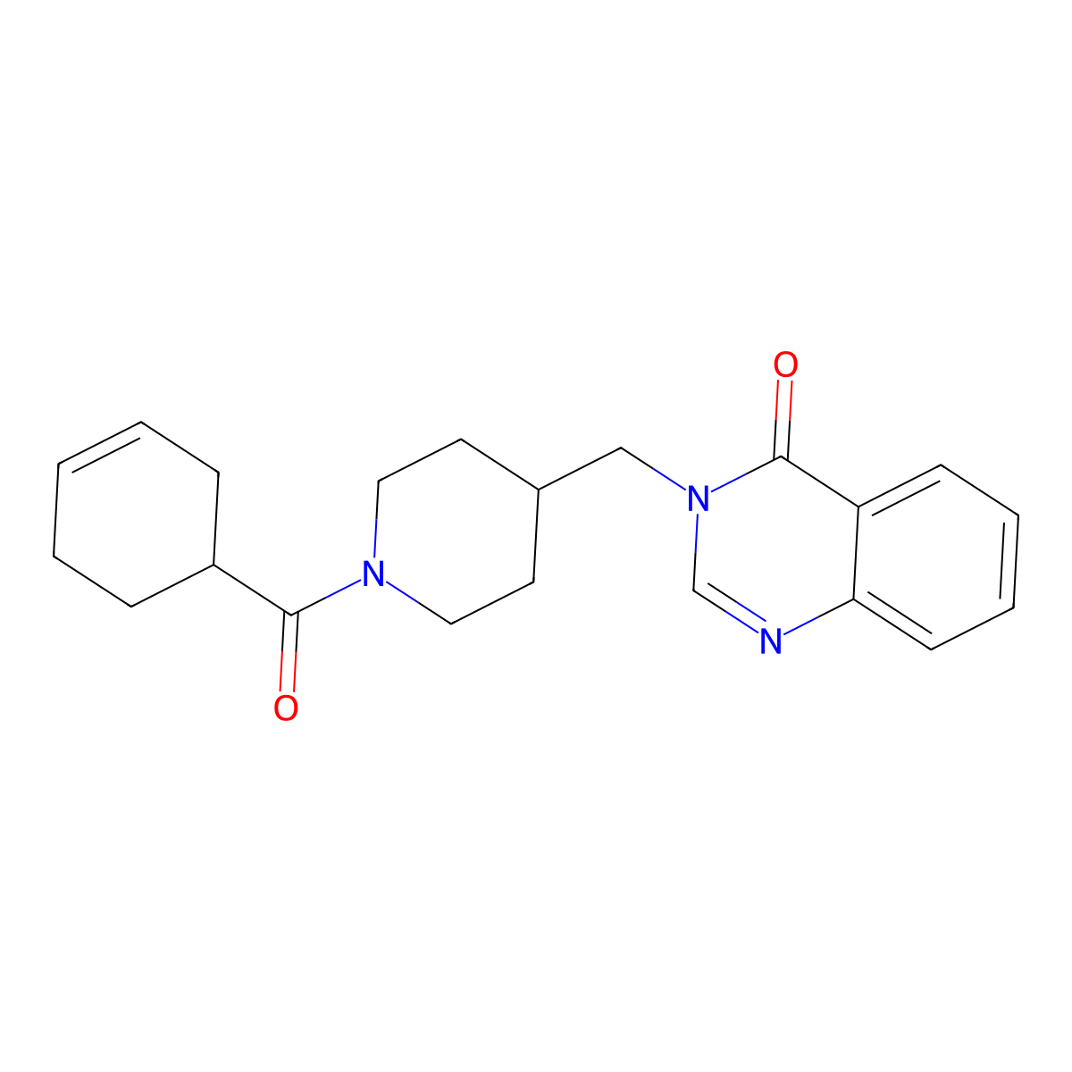 3-{[1-(Cyclohex-3-ene-1-carbonyl)piperidin-4-yl]methyl}-3,4-dihydroquinazolin-4-one molecular structure, CAS 2380174-35-4