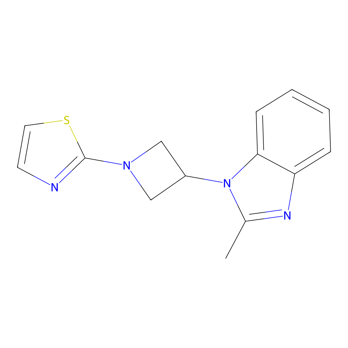 2-methyl-1-[1-(1,3-thiazol-2-yl)azetidin-3-yl]-1H-1,3-benzodiazole molecular structure, CAS 2380174-36-5