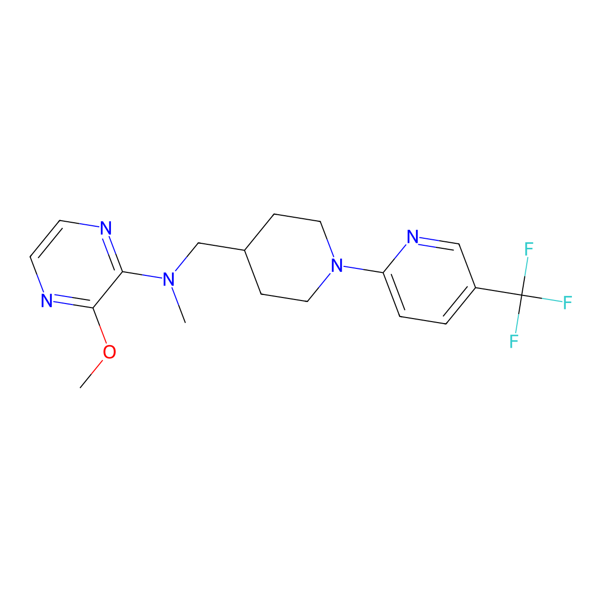 3-methoxy-N-methyl-N-({1-[5-(trifluoromethyl)pyridin-2-yl]piperidin-4-yl}methyl)pyrazin-2-amine molecular structure, CAS 2380174-38-7