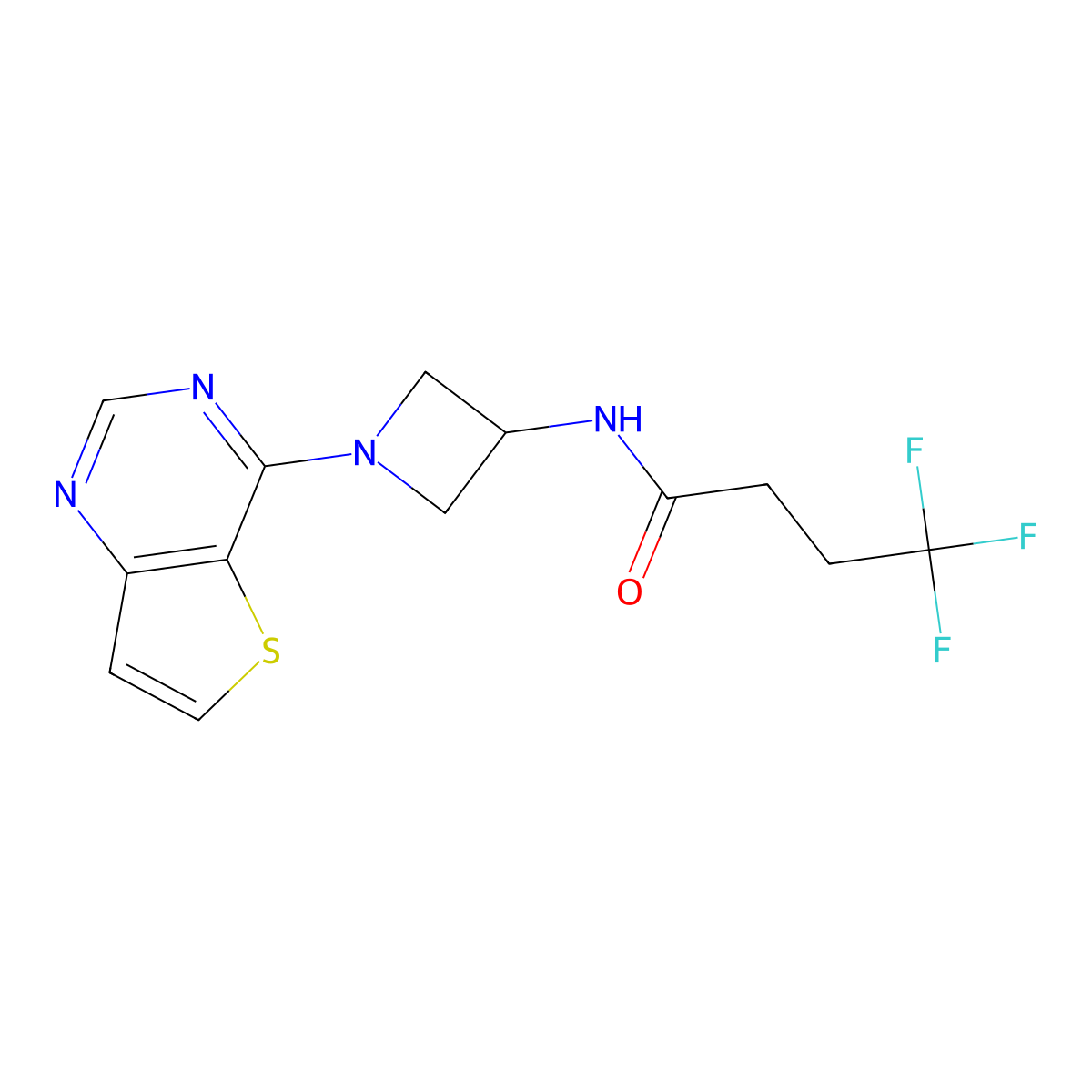 4,4,4-trifluoro-N-(1-{thieno[3,2-d]pyrimidin-4-yl}azetidin-3-yl)butanamide molecular structure, CAS 2380174-41-2