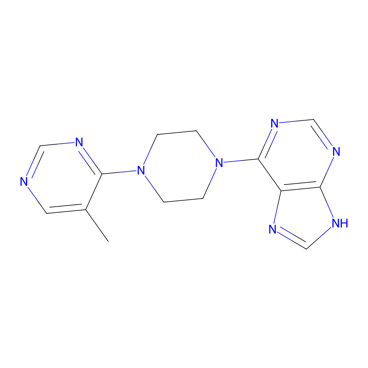 6-[4-(5-methylpyrimidin-4-yl)piperazin-1-yl]-9H-purine molecular structure, CAS 2380174-46-7