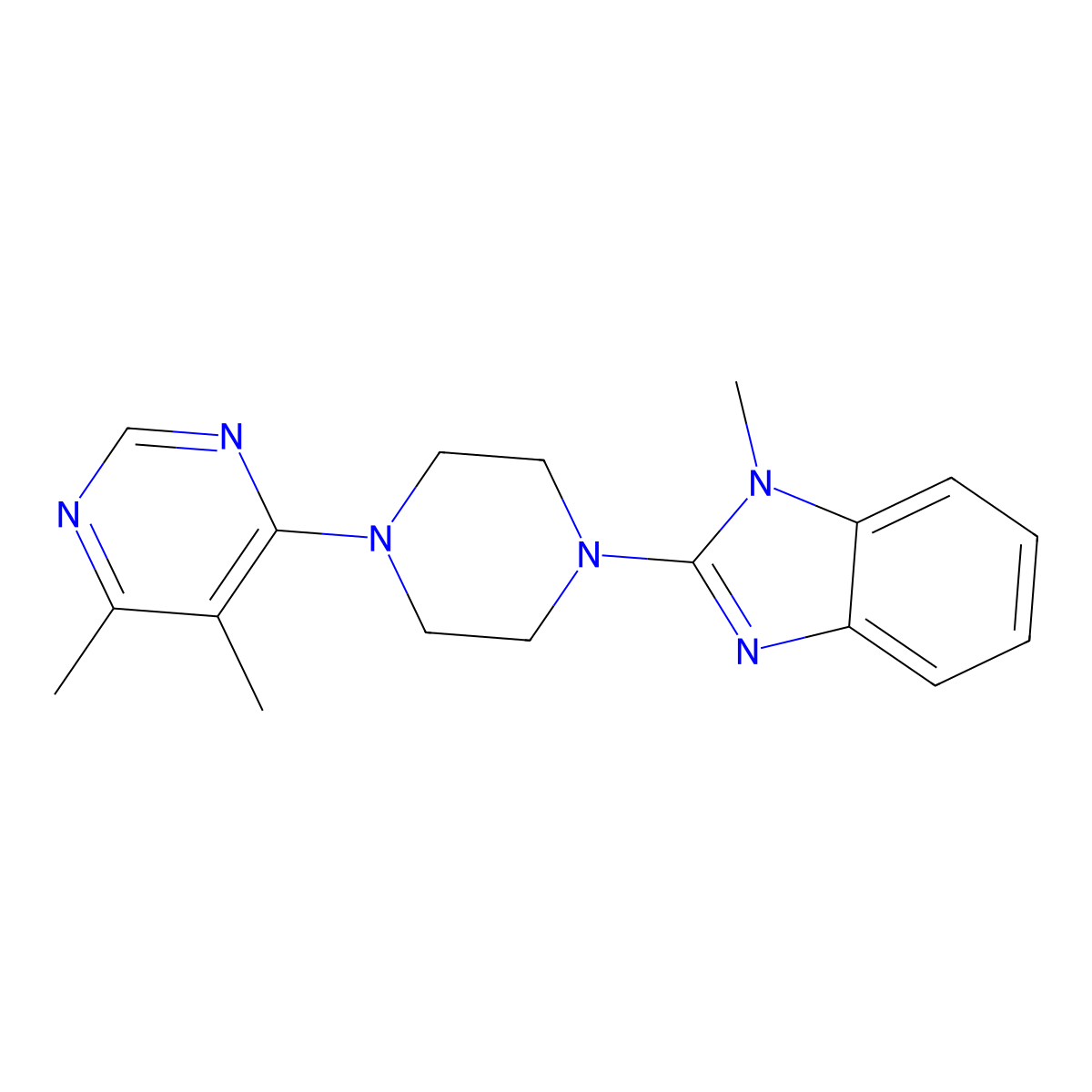2-[4-(5,6-dimethylpyrimidin-4-yl)piperazin-1-yl]-1-methyl-1H-1,3-benzodiazole molecular structure, CAS 2380174-49-0