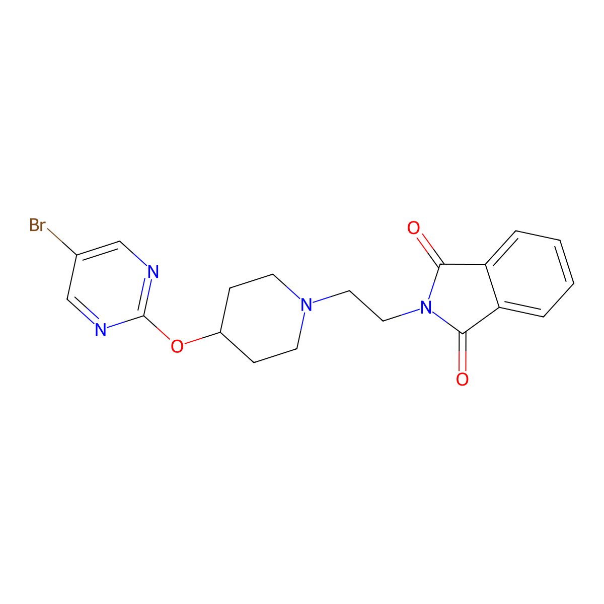 2-(2-{4-[(5-bromopyrimidin-2-yl)oxy]piperidin-1-yl}ethyl)-2,3-dihydro-1H-isoindole-1,3-dione molecular structure, CAS 2380174-52-5