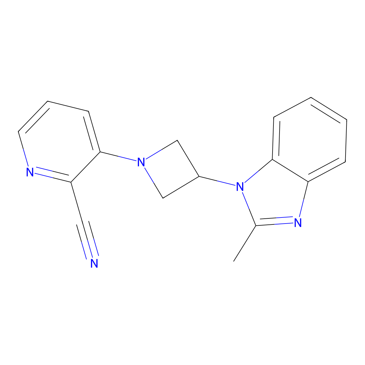 3-[3-(2-methyl-1H-1,3-benzodiazol-1-yl)azetidin-1-yl]pyridine-2-carbonitrile molecular structure, CAS 2380174-53-6