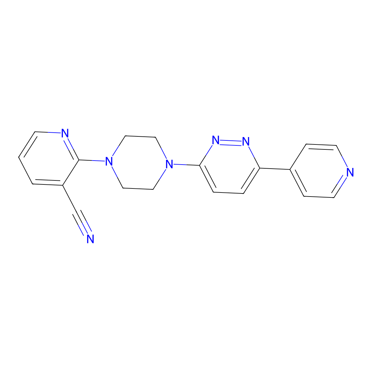2-{4-[6-(Pyridin-4-yl)pyridazin-3-yl]piperazin-1-yl}pyridine-3-carbonitrile molecular structure, CAS 2380174-55-8