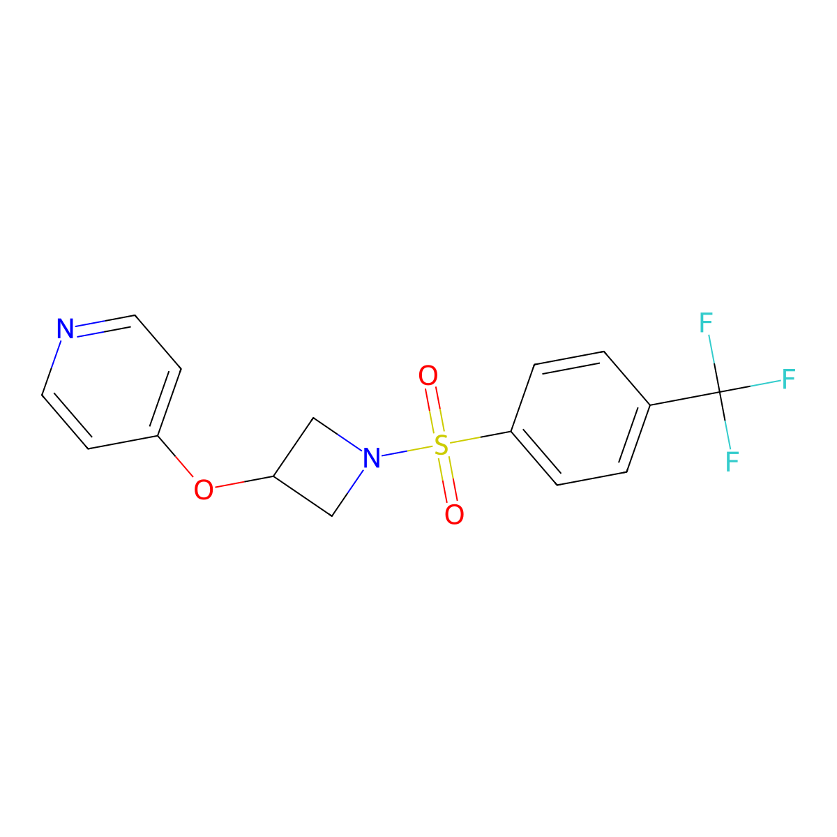 4-({1-[4-(Trifluoromethyl)benzenesulfonyl]azetidin-3-yl}oxy)pyridine molecular structure, CAS 2380174-57-0