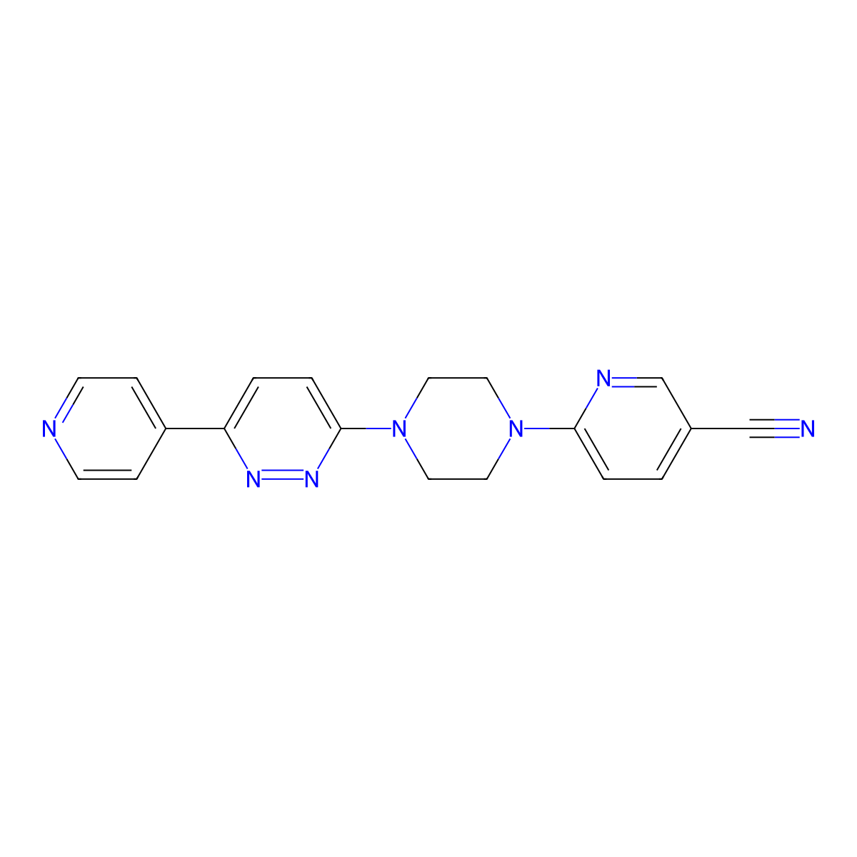 6-{4-[6-(Pyridin-4-yl)pyridazin-3-yl]piperazin-1-yl}pyridine-3-carbonitrile molecular structure, CAS 2380174-58-1