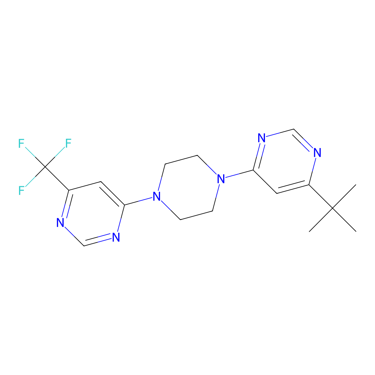 4-[4-(6-Tert-butylpyrimidin-4-yl)piperazin-1-yl]-6-(trifluoromethyl)pyrimidine molecular structure, CAS 2380174-59-2