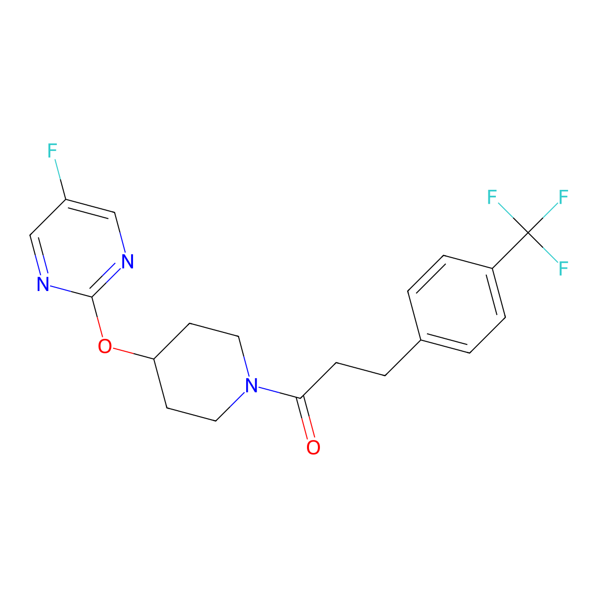 1-{4-[(5-Fluoropyrimidin-2-yl)oxy]piperidin-1-yl}-3-[4-(trifluoromethyl)phenyl]propan-1-one molecular structure, CAS 2380174-60-5