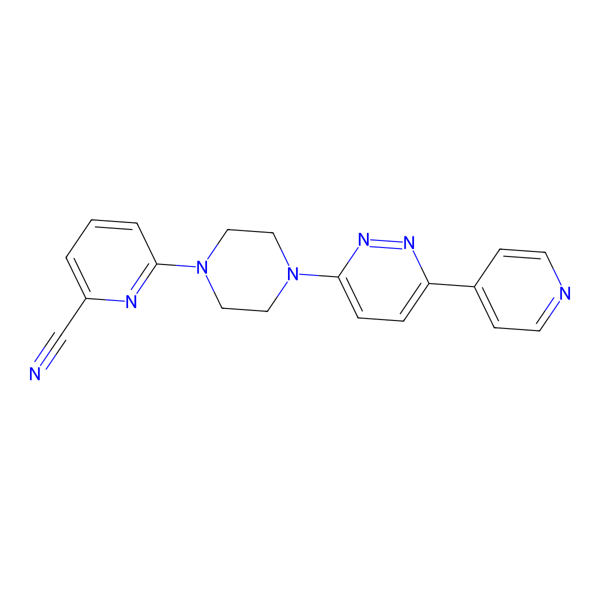 6-{4-[6-(Pyridin-4-yl)pyridazin-3-yl]piperazin-1-yl}pyridine-2-carbonitrile molecular structure, CAS 2380174-62-7