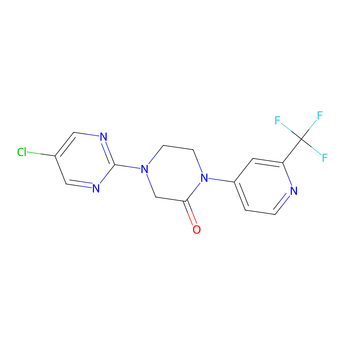 4-(5-Chloropyrimidin-2-yl)-1-[2-(trifluoromethyl)pyridin-4-yl]piperazin-2-one molecular structure, CAS 2380174-64-9