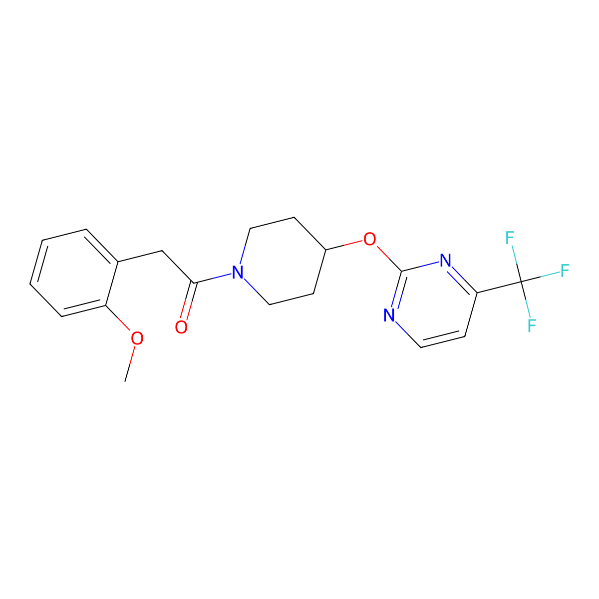 2-(2-Methoxyphenyl)-1-(4-{[4-(trifluoromethyl)pyrimidin-2-yl]oxy}piperidin-1-yl)ethan-1-one molecular structure, CAS 2380174-65-0
