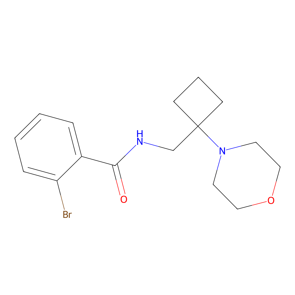 2-bromo-N-{[1-(morpholin-4-yl)cyclobutyl]methyl}benzamide molecular structure, CAS 2380174-68-3