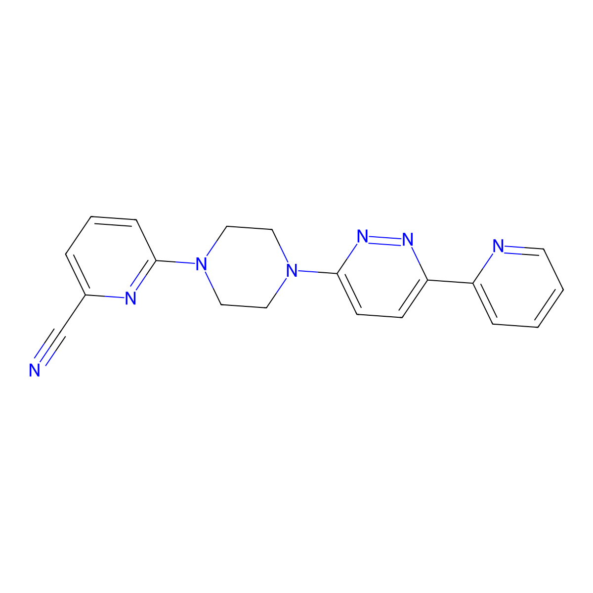 6-{4-[6-(Pyridin-2-yl)pyridazin-3-yl]piperazin-1-yl}pyridine-2-carbonitrile molecular structure, CAS 2380174-70-7