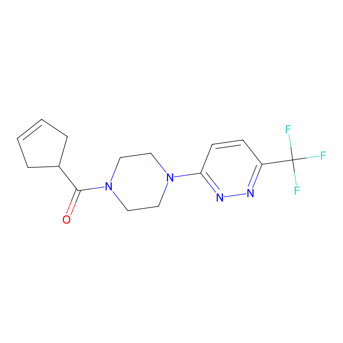 3-[4-(Cyclopent-3-ene-1-carbonyl)piperazin-1-yl]-6-(trifluoromethyl)pyridazine molecular structure, CAS 2380174-72-9