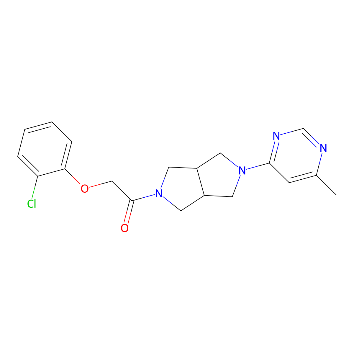 2-(2-Chlorophenoxy)-1-[5-(6-methylpyrimidin-4-yl)-octahydropyrrolo[3,4-c]pyrrol-2-yl]ethan-1-one molecular structure, CAS 2380174-74-1