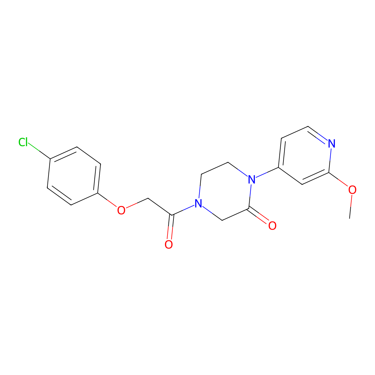 4-[2-(4-Chlorophenoxy)acetyl]-1-(2-methoxypyridin-4-yl)piperazin-2-one molecular structure, CAS 2380174-81-0