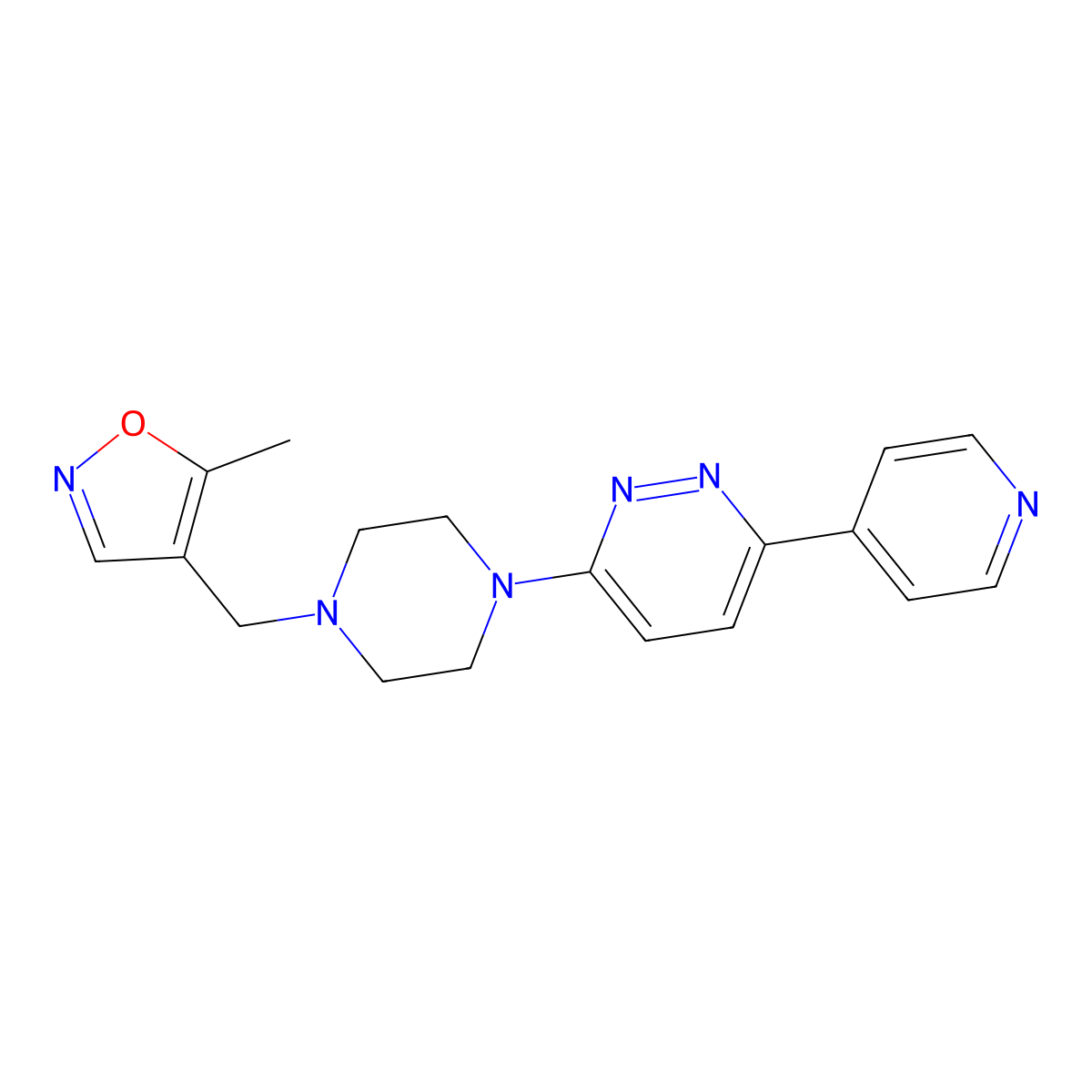 3-{4-[(5-Methyl-1,2-oxazol-4-yl)methyl]piperazin-1-yl}-6-(pyridin-4-yl)pyridazine molecular structure, CAS 2380174-82-1