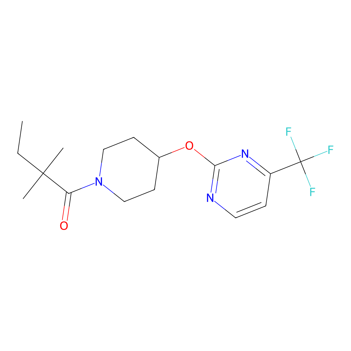 2,2-Dimethyl-1-(4-{[4-(trifluoromethyl)pyrimidin-2-yl]oxy}piperidin-1-yl)butan-1-one molecular structure, CAS 2380174-86-5