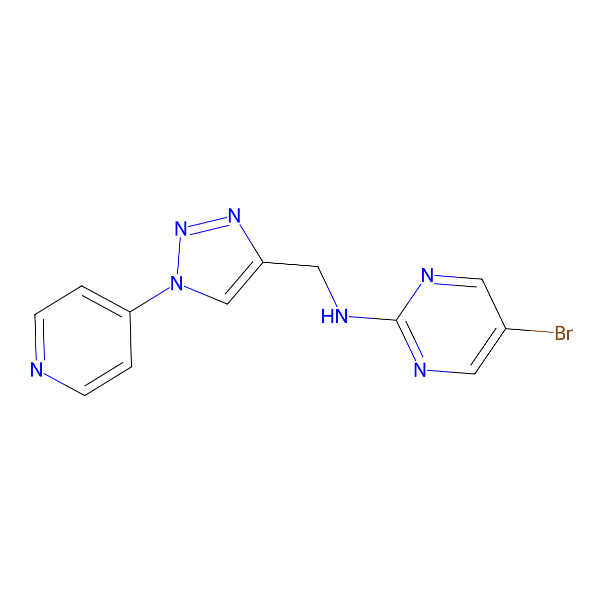 5-bromo-N-{[1-(pyridin-4-yl)-1H-1,2,3-triazol-4-yl]methyl}pyrimidin-2-amine molecular structure, CAS 2380174-87-6