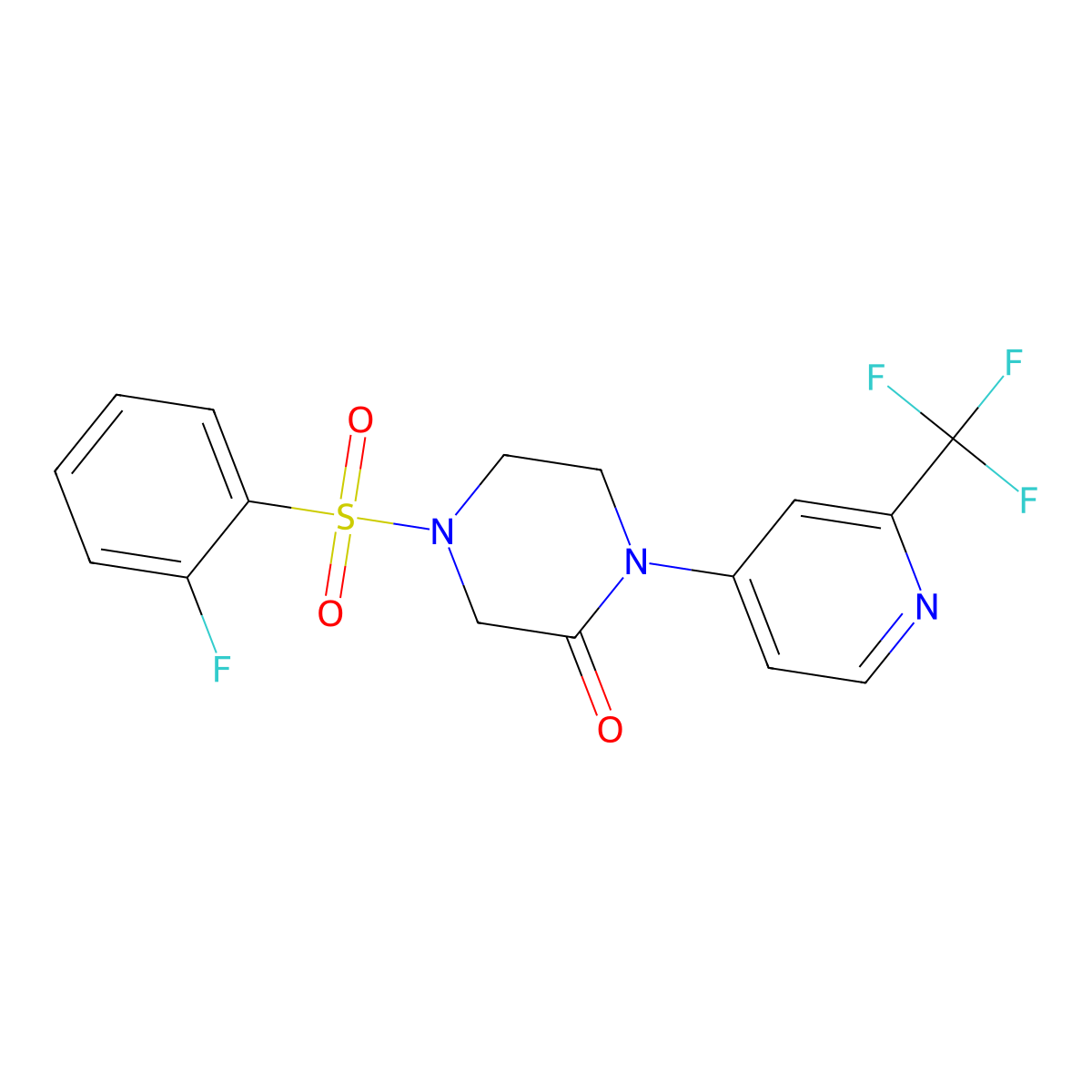 4-(2-Fluorobenzenesulfonyl)-1-[2-(trifluoromethyl)pyridin-4-yl]piperazin-2-one molecular structure, CAS 2380174-88-7