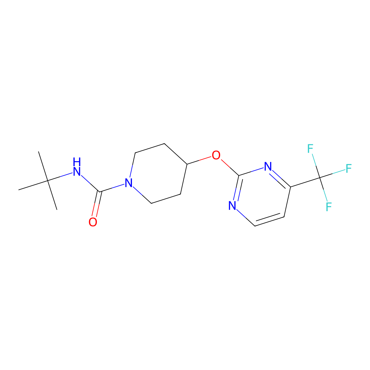N-tert-butyl-4-{[4-(trifluoromethyl)pyrimidin-2-yl]oxy}piperidine-1-carboxamide molecular structure, CAS 2380174-89-8
