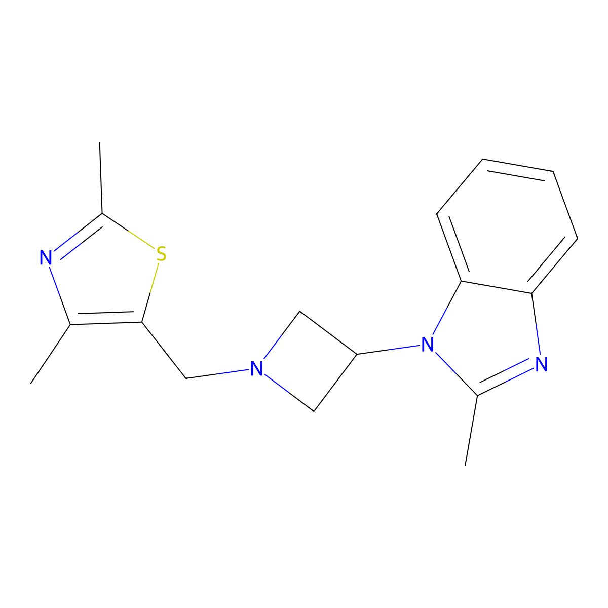 1-{1-[(2,4-dimethyl-1,3-thiazol-5-yl)methyl]azetidin-3-yl}-2-methyl-1H-1,3-benzodiazole molecular structure, CAS 2380174-93-4