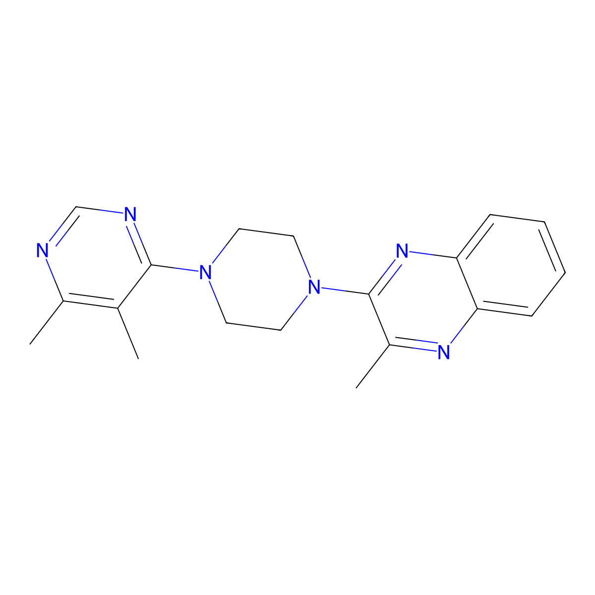 2-[4-(5,6-Dimethylpyrimidin-4-yl)piperazin-1-yl]-3-methylquinoxaline molecular structure, CAS 2380175-00-6