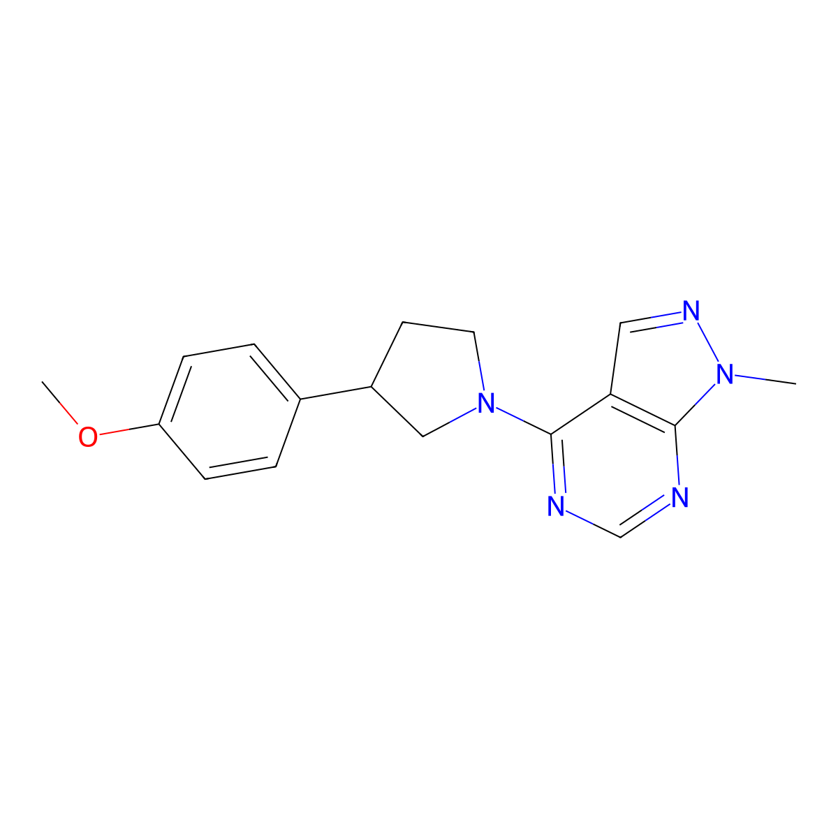3-(4-methoxyphenyl)-1-{1-methyl-1H-pyrazolo[3,4-d]pyrimidin-4-yl}pyrrolidine molecular structure, CAS 2380175-03-9