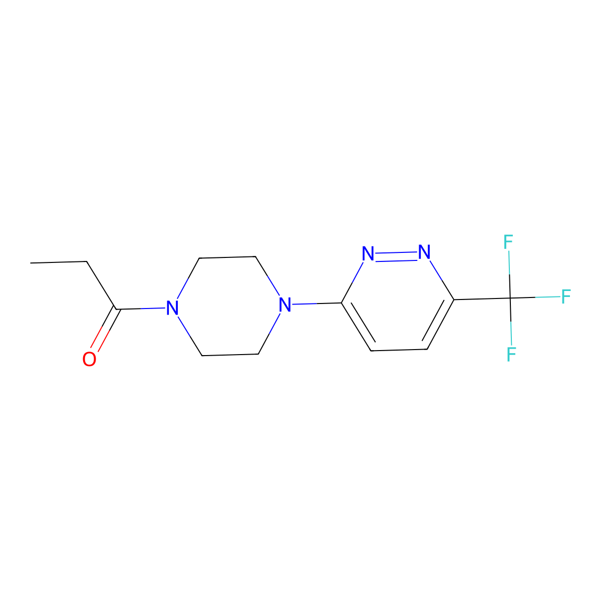 1-{4-[6-(Trifluoromethyl)pyridazin-3-yl]piperazin-1-yl}propan-1-one molecular structure, CAS 2380175-06-2