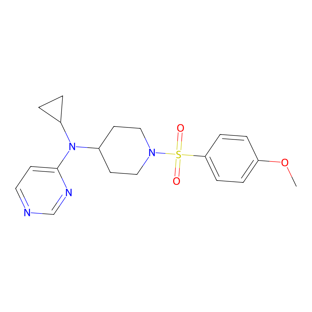 N-cyclopropyl-N-[1-(4-methoxybenzenesulfonyl)piperidin-4-yl]pyrimidin-4-amine molecular structure, CAS 2380175-07-3