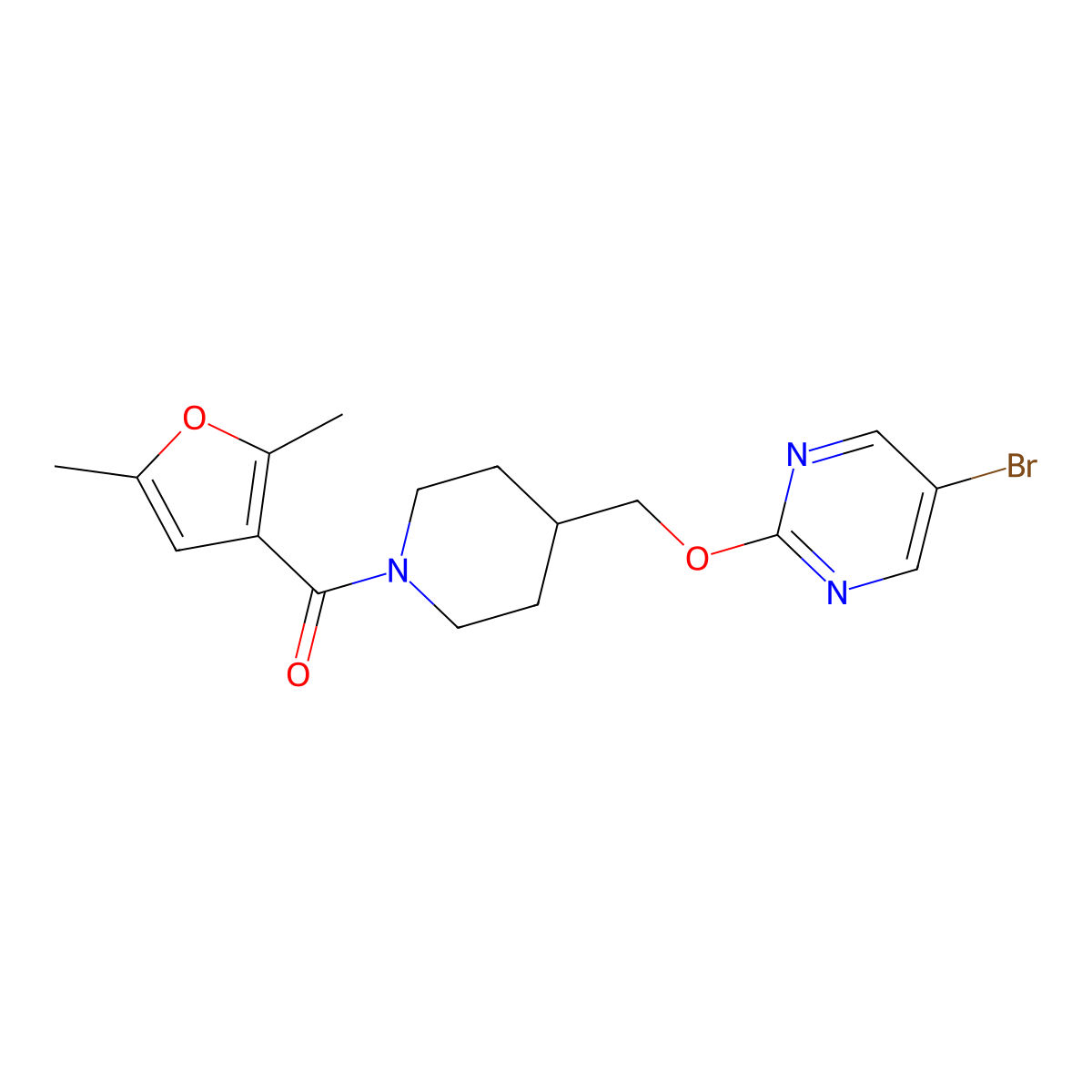 5-Bromo-2-{[1-(2,5-dimethylfuran-3-carbonyl)piperidin-4-yl]methoxy}pyrimidine molecular structure, CAS 2380175-08-4