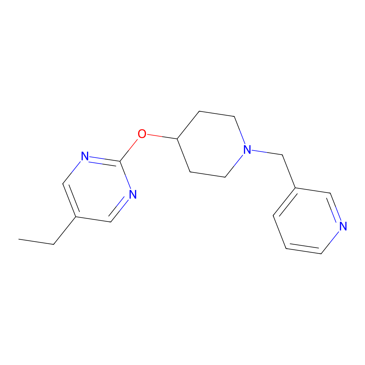 5-Ethyl-2-({1-[(pyridin-3-yl)methyl]piperidin-4-yl}oxy)pyrimidine molecular structure, CAS 2380175-12-0