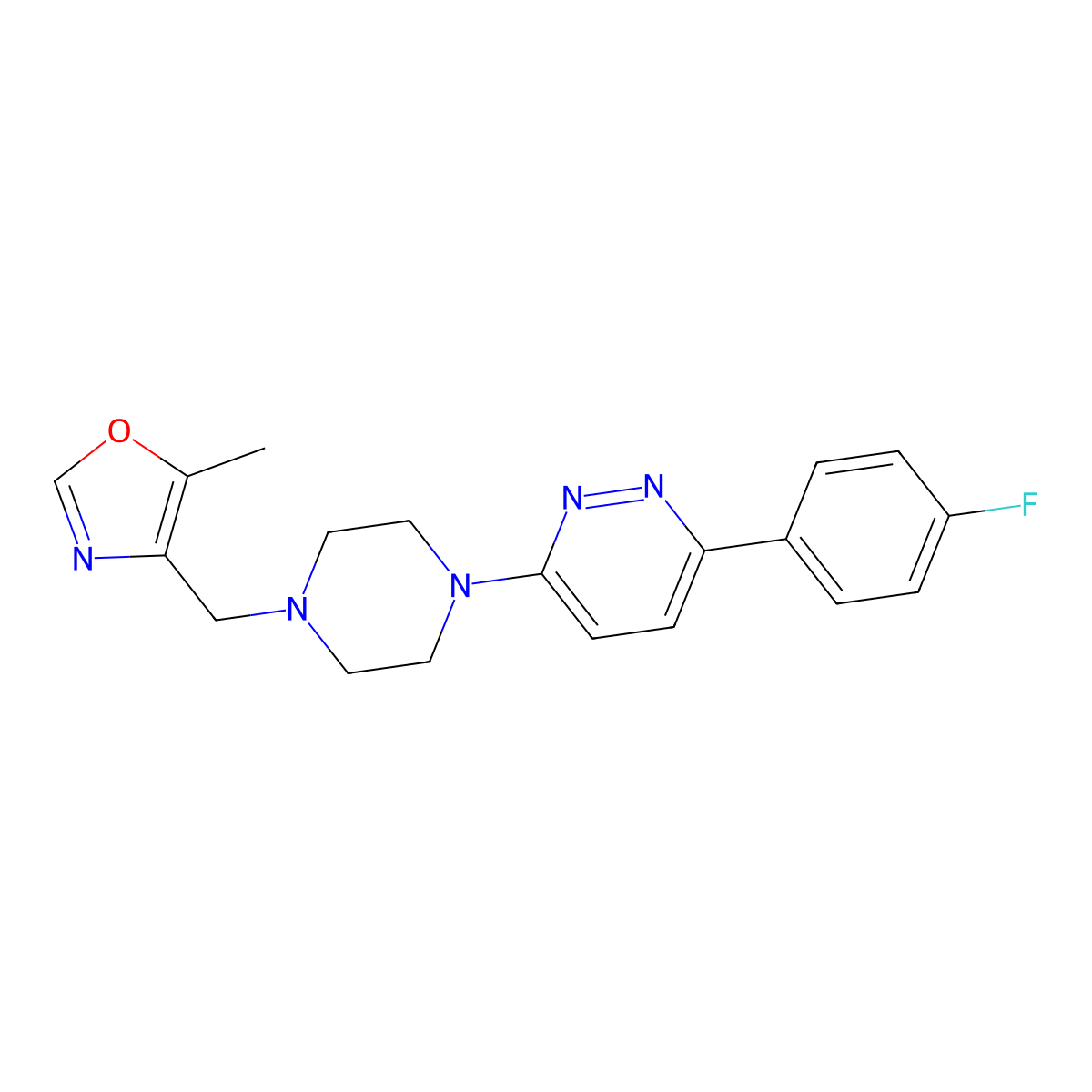 3-(4-Fluorophenyl)-6-{4-[(5-methyl-1,3-oxazol-4-yl)methyl]piperazin-1-yl}pyridazine molecular structure, CAS 2380175-15-3