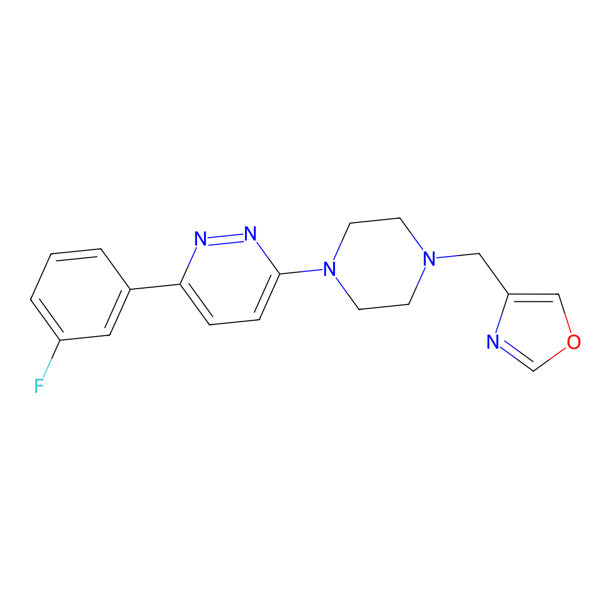 3-(3-Fluorophenyl)-6-{4-[(1,3-oxazol-4-yl)methyl]piperazin-1-yl}pyridazine molecular structure, CAS 2380175-19-7