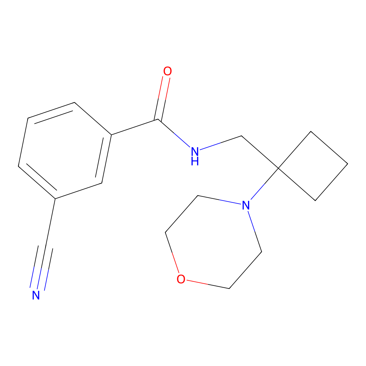 3-cyano-N-{[1-(morpholin-4-yl)cyclobutyl]methyl}benzamide molecular structure, CAS 2380175-20-0