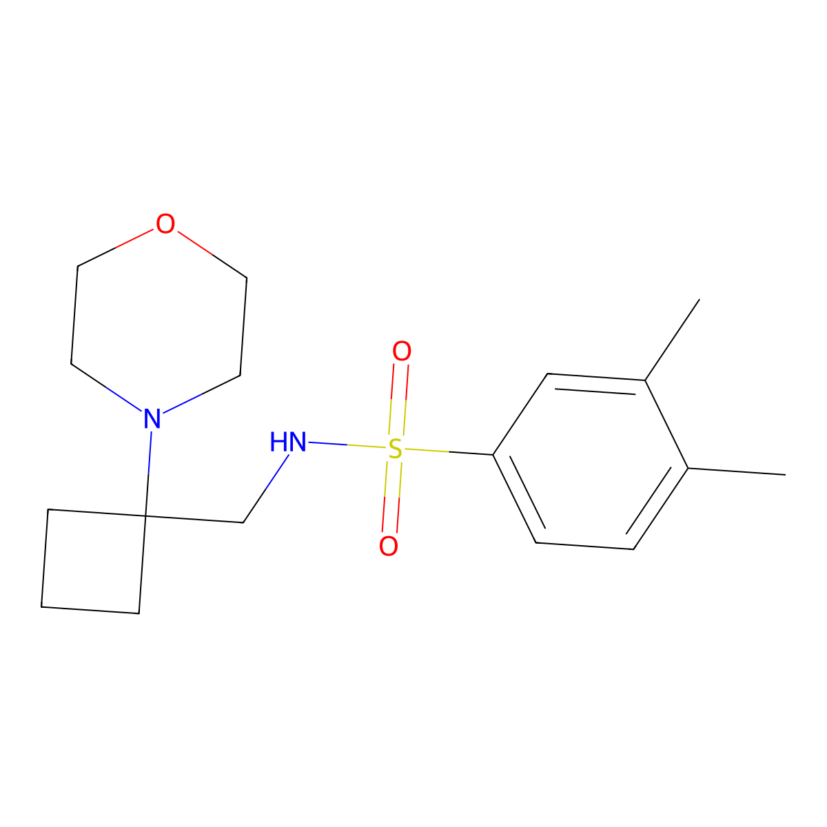 3,4-dimethyl-N-{[1-(morpholin-4-yl)cyclobutyl]methyl}benzene-1-sulfonamide molecular structure, CAS 2380175-21-1