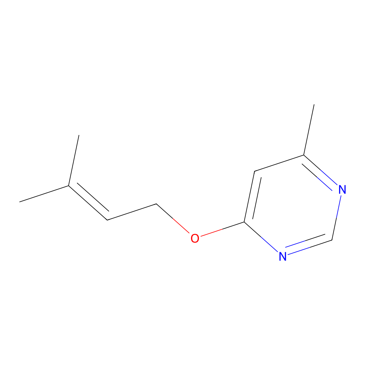 4-Methyl-6-[(3-methylbut-2-en-1-yl)oxy]pyrimidine molecular structure, CAS 2380175-23-3