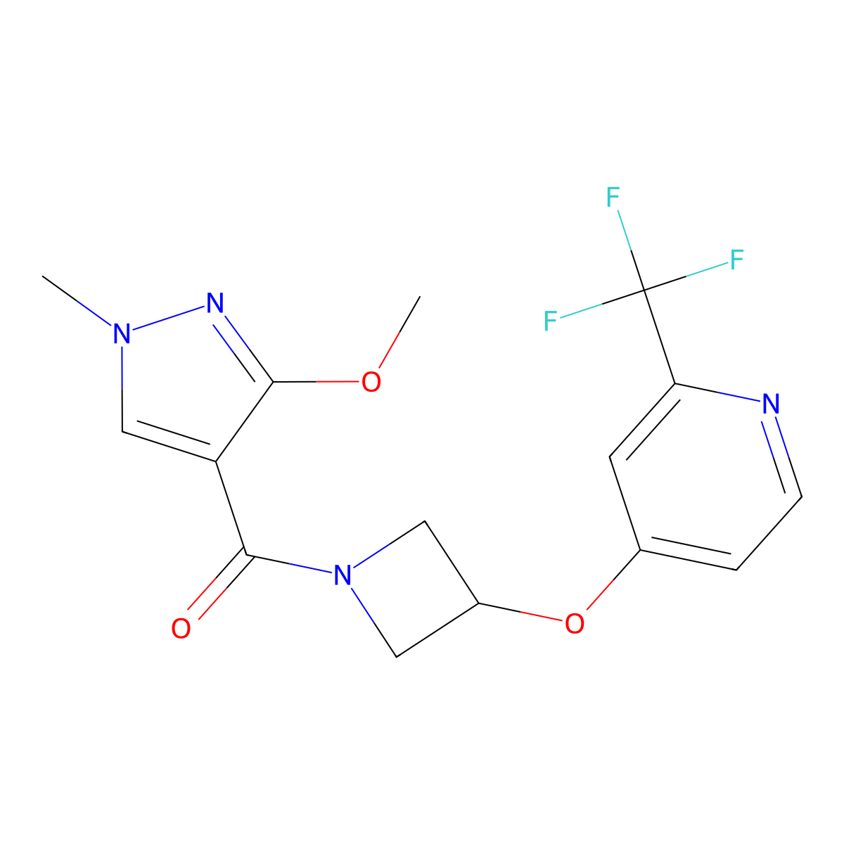 4-{[1-(3-methoxy-1-methyl-1H-pyrazole-4-carbonyl)azetidin-3-yl]oxy}-2-(trifluoromethyl)pyridine molecular structure, CAS 2380175-28-8