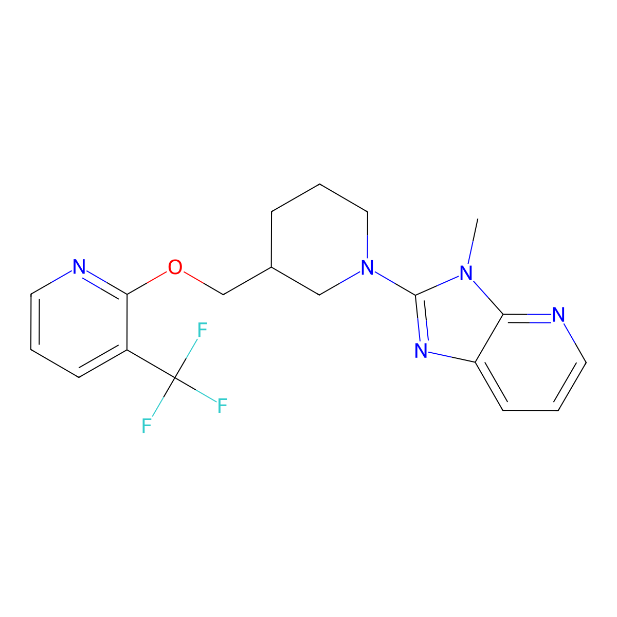 2-[(1-{3-methyl-3H-imidazo[4,5-b]pyridin-2-yl}piperidin-3-yl)methoxy]-3-(trifluoromethyl)pyridine molecular structure, CAS 2380175-29-9
