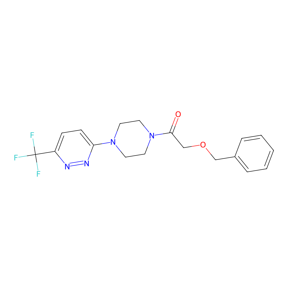 2-(Benzyloxy)-1-{4-[6-(trifluoromethyl)pyridazin-3-yl]piperazin-1-yl}ethan-1-one molecular structure, CAS 2380175-32-4