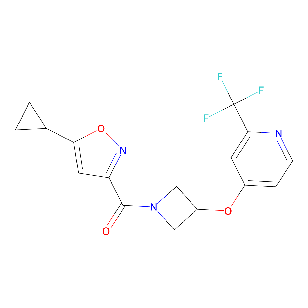 4-{[1-(5-Cyclopropyl-1,2-oxazole-3-carbonyl)azetidin-3-yl]oxy}-2-(trifluoromethyl)pyridine molecular structure, CAS 2380175-36-8