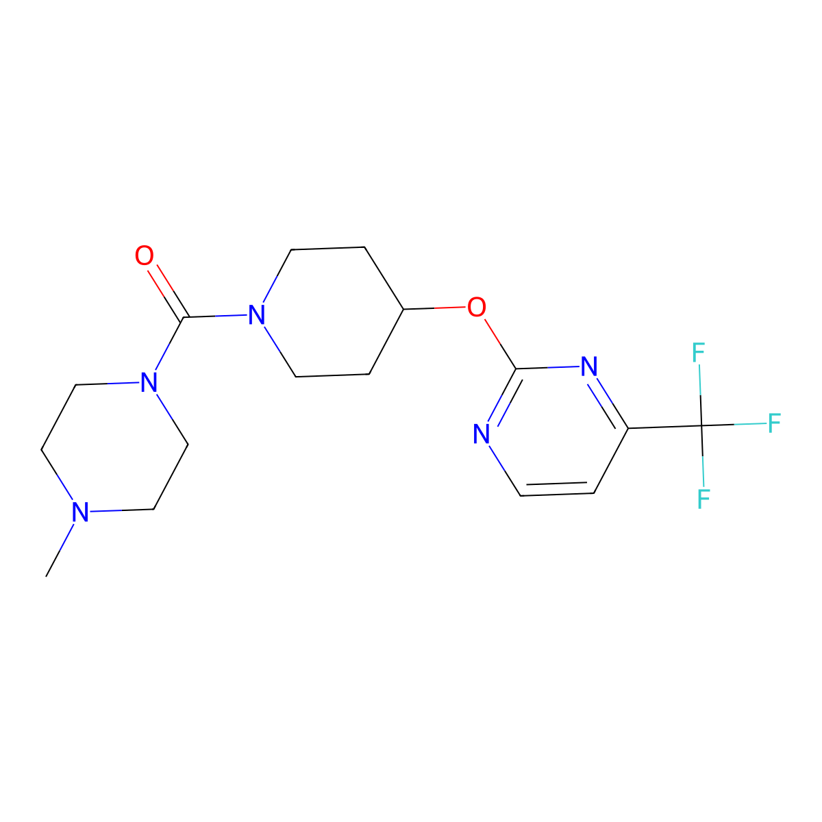 2-{[1-(4-Methylpiperazine-1-carbonyl)piperidin-4-yl]oxy}-4-(trifluoromethyl)pyrimidine molecular structure, CAS 2380175-42-6