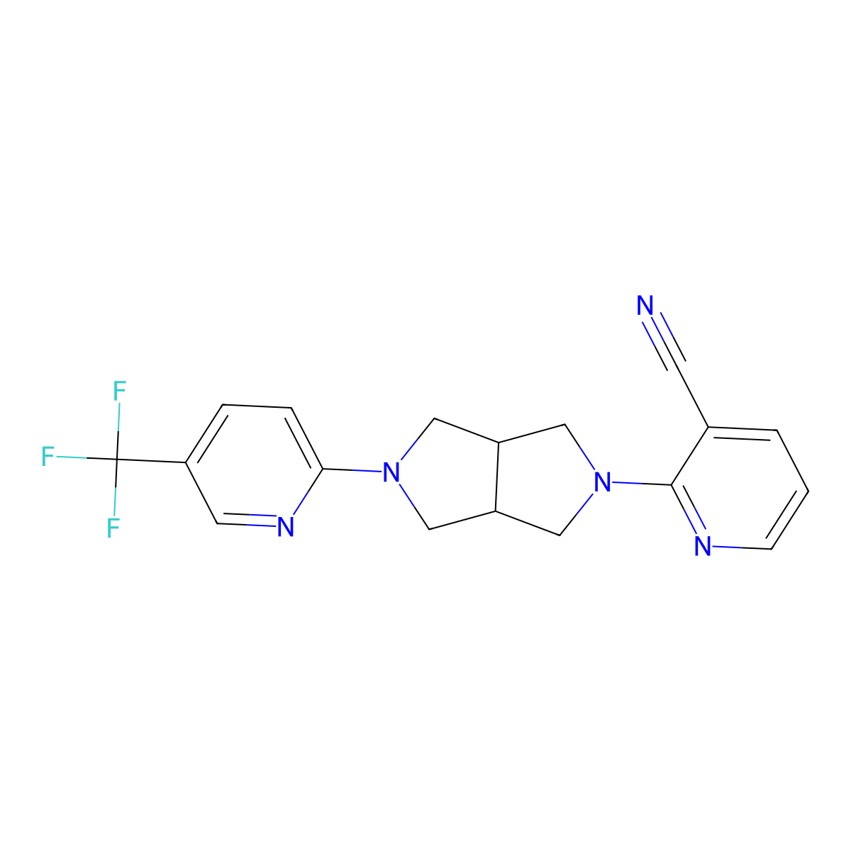 2-{5-[5-(Trifluoromethyl)pyridin-2-yl]-octahydropyrrolo[3,4-c]pyrrol-2-yl}pyridine-3-carbonitrile molecular structure, CAS 2380175-43-7