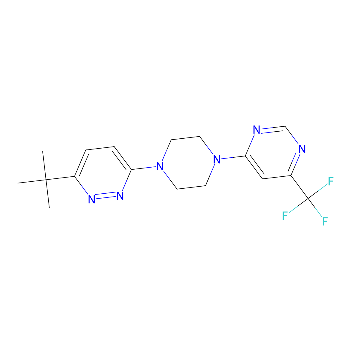 4-[4-(6-Tert-butylpyridazin-3-yl)piperazin-1-yl]-6-(trifluoromethyl)pyrimidine molecular structure, CAS 2380175-47-1